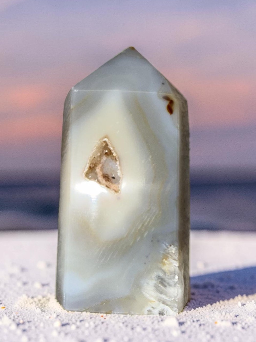 3” Beautiful Druzy Agate Obelisk